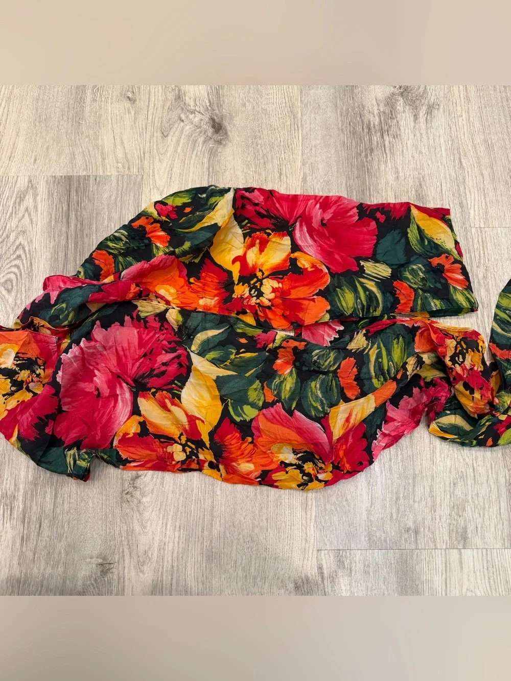 Compagnie International Express 100%‎ Silk Floral Scarf | Long Oblong Wrap